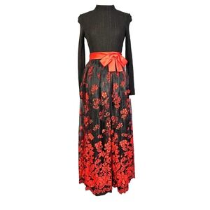 Vintage 60s 70s Lurex Burnout Tulle Huey Waltzer Maxi Dress